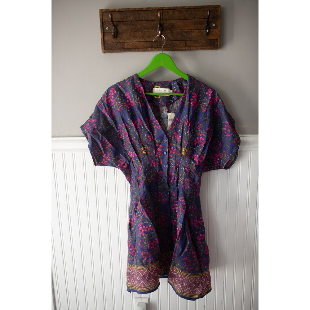 Anthropologie Tobie Linen Mini Shirtdress by Exquise XS NEW - Picture 2 of 4